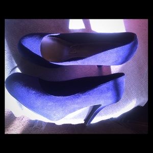 Blue suede stilettos